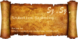 Szubotics Szabolcs névjegykártya